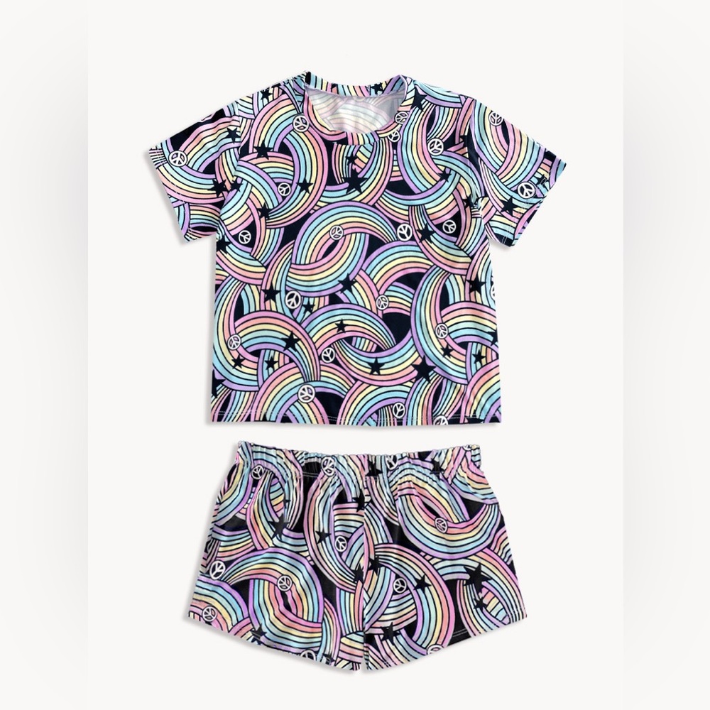 Pixie Lane Rainbow Peace Kids Pajama Set